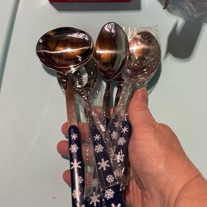 Snowflake Pattern Blue and Silver 5 piece Utensil Set